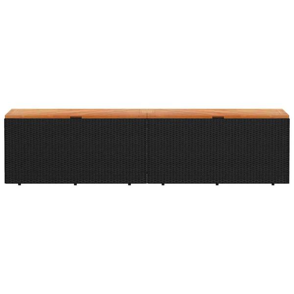 vidaXL Външна кутия за съхранение черна 220x50x54 см PE ратан акация