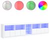 vidaXL Сайдборд с LED светлини, бял, 283x37x67 см