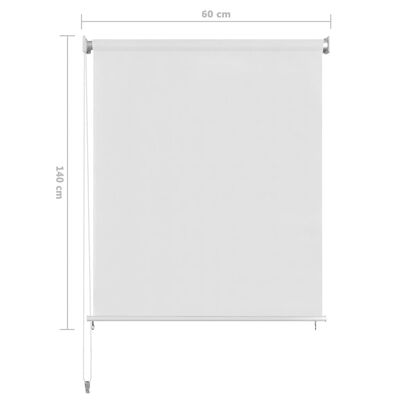 vidaXL Външна роло щора, бяла, 60x140 см, HDPE