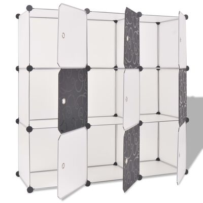 vidaXL Шкаф за съхранение, на кубове, 9 отделения, чернобял