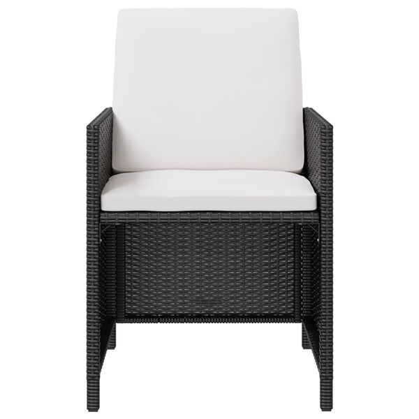 vidaXL Градински трапезен комплект, 11 части, полиратан, акация, черен