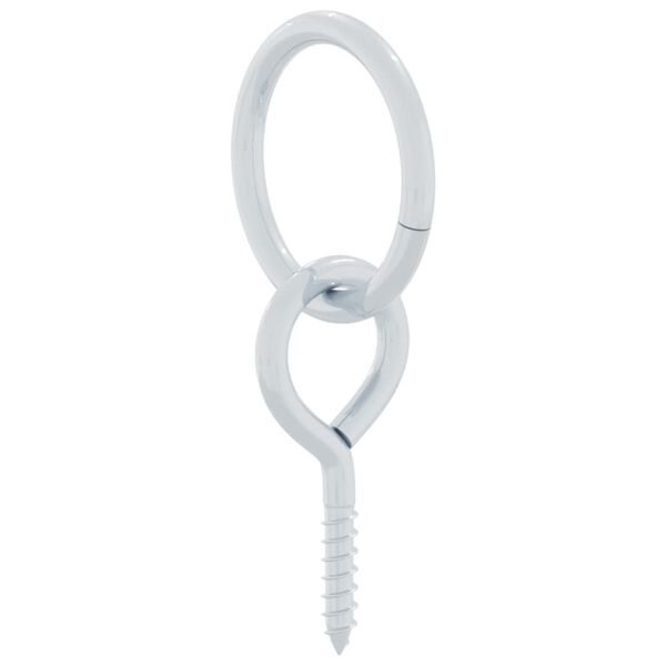 vidaXL Пръстени за връзване на коне с винтове с ухо, 3 бр, сребристи, стомана