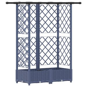 vidaXL Повдигнато легло с решетка и покривка Сиво 124 x 40 x 121 см ПП