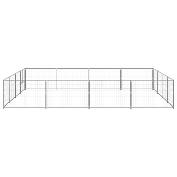 vidaXL Клетка за кучета, сива, 16 м&sup2;, стомана