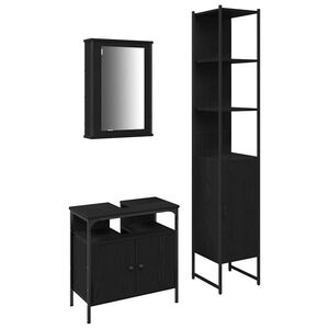 vidaXL Комплект мебели за баня 3 бр. Черния дъб 33 x 33 x 185,5 см
