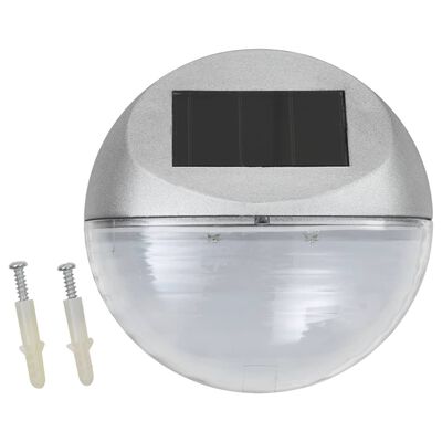 vidaXL Градински соларни стенни лампи, LED, 12 бр, кръгли, сребристи