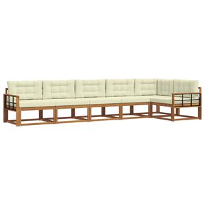 vidaXL Комплект дивани за открито 6 pcs Натурален и Крема