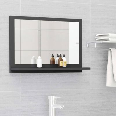 vidaXL Огледало за баня, сиво, 60x10,5x37 см, ПДЧ