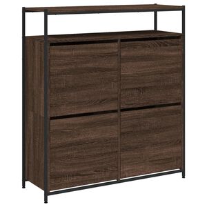 vidaXL Шкаф за обувки с 4 флип чекмеджета кафяв дъб 100x34x112 см