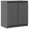vidaXL Страничен шкаф, сив, 60x36x65 см, борово дърво масив