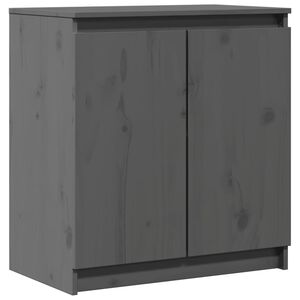 vidaXL Страничен шкаф, сив, 60x36x65 см, борово дърво масив
