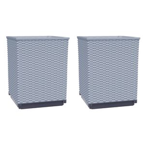 vidaXL Кашпи, 2 бр, светлосиви, 30x30x37 см, полипропилен