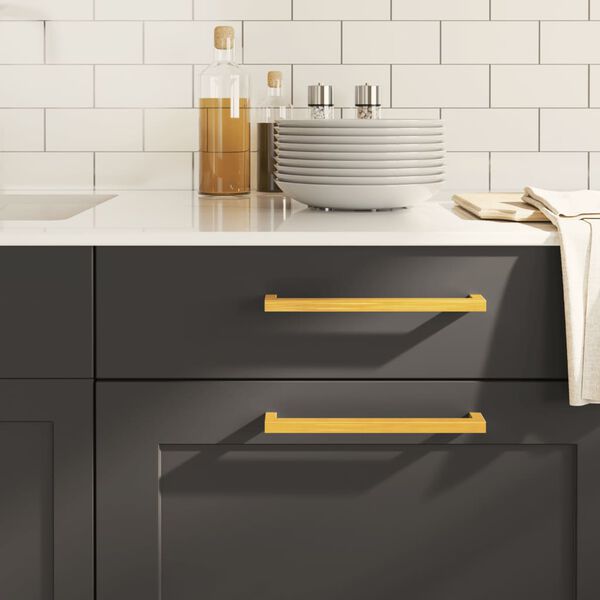 vidaXL Дръжки за шкафове, 10 бр, златисти, 224 мм, неръждаема стомана