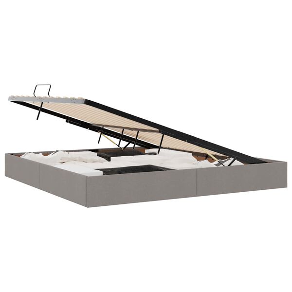 vidaXL Легло с място за съхранение с матрак Таупе 200 x 200 cm текстил