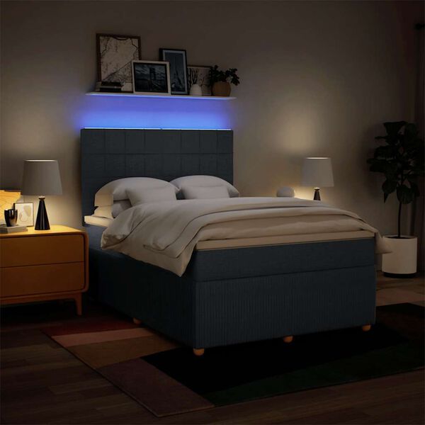 vidaXL Боксспринг легло с матрак, синьо, 140x200 см, плат