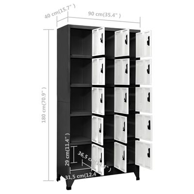 vidaXL Заключващ се шкаф, антрацит и бяло, 90x40x180 см, стомана
