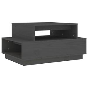 vidaXL Кафе маса, сива, 80x55x40,5 см, борово дърво масив
