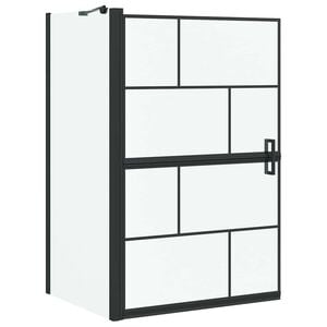 vidaXL Екран за душ и вана Черен и прозрачен 80 x 68 x 128 см