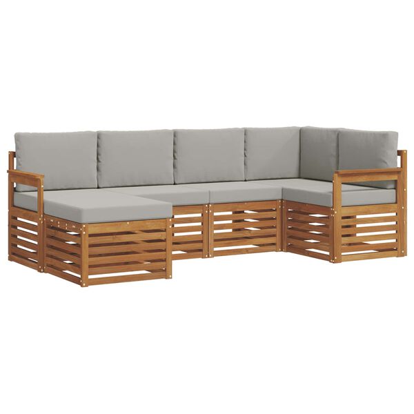 vidaXL Комплекти дивани с възглавница 6 pcs Естествено и светло сиво