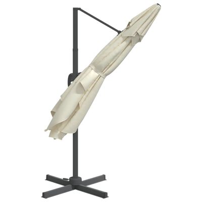 vidaXL LED конзолен чадър, пясъчно бял, 400x300 см
