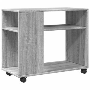 vidaXL Странична маса с колела сив сонома 70x35x60 см инженерно дърво