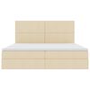 vidaXL Легло с място за съхранение и LED Кремав 200 x 200 cm Полиестер