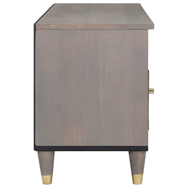 vidaXL ТВ шкаф с чекмедже Сив 100 x 33 x 46 см Солидно мангово дърво