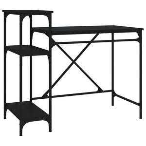 vidaXL Бюро с рафтове, черно, 105x50x90 см инженерно дърво и желязо