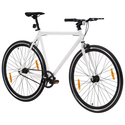 vidaXL Велосипед с фиксирана предавка, бяло и черно, 700c, 55 см