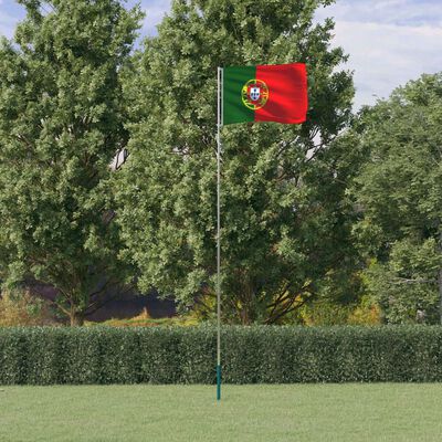 vidaXL Флаг на Португалия и стълб 5,55 м алуминий