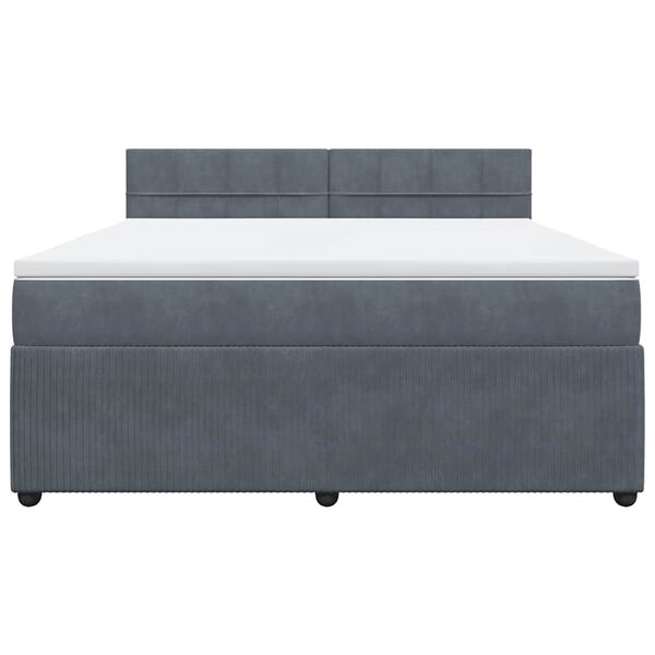 vidaXL Боксспринг легло с матрак, тъмносиво, 180x200 см, кадифе