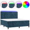vidaXL Боксспринг легло с матрак и LED, тъмносиньо, 160x200 см, кадифе