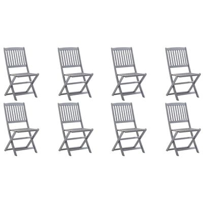 vidaXL Сгъваеми градински столове, 8 бр, акация масив