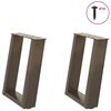 vidaXL Крака за масичка за кафе, U-образни, 2 бр., естествена стомана, 38 x (42-43) см, стомана