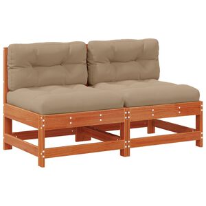 vidaXL Градинен среден диван Масивна боровина Восъчен Кафяв