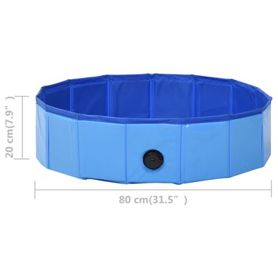 vidaXL Сгъваем басейн за кучета, син, 80x20 см, PVC