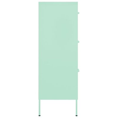 vidaXL Шкаф с чекмеджета, ментово зелено, 80х35х101,5 см, стомана