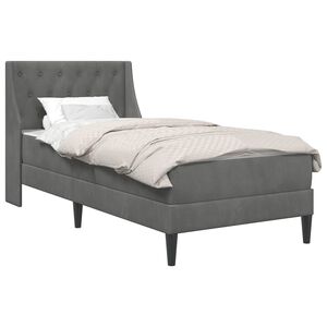 vidaXL Рамка за легло с матрак с таблото Тъмен сив 90 x 190 cm Кадифе
