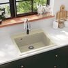 vidaXL Гранитна кухненска мивка с едно корито, бежова