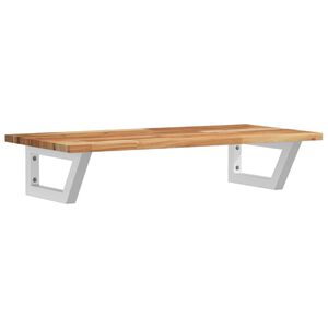 vidaXL Стенен рафт за мивка, стомана и масивно дърво акация