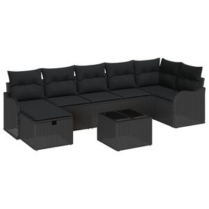 vidaXL Комплект дивани с възглавница 8 pcs Черно полиратан
