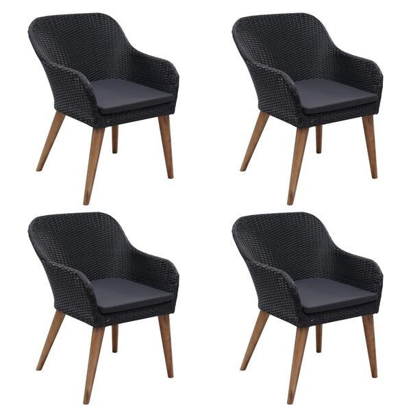 vidaXL Градински трапезен комплект, 5 части, черен