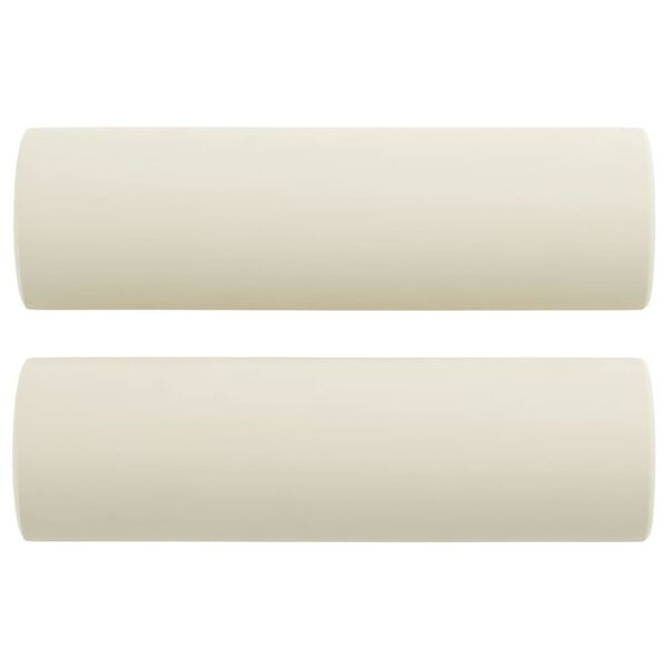 vidaXL Комплект дивани 3 части с възглавници, кремав, кадифе