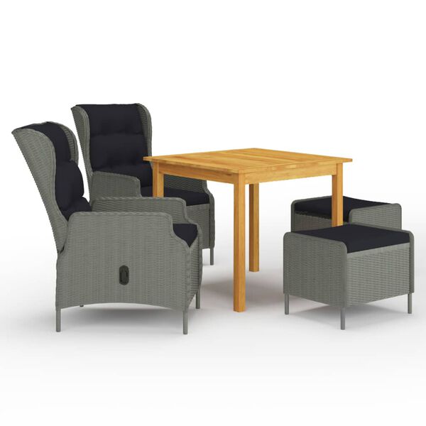 vidaXL Градински трапезен комплект, 5 части, светлосив