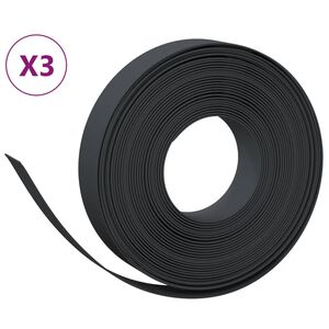 vidaXL Градински кантове, 3 бр, черни, 10 м, 10 см, полиетилен