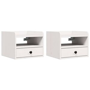 vidaXL Нощно шкафче 2 pcs Бяло 38 x 36 x 29,5 см Борово дърво масив