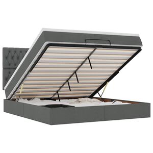 vidaXL Османска легло с матрак, тъмносиво, 160x200 см, плат