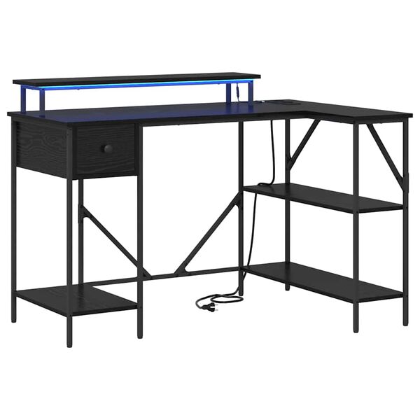 vidaXL Бюро с чекмедже Черния дъб 120 х 79 х 86,5 см Инженерно дърво