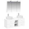 vidaXL Комплект мебели за баня 4 pcs Бяло Инженерна дървесина и стъкло