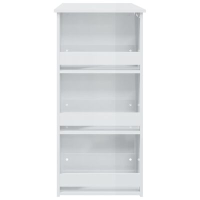 vidaXL Бар маса с шкаф за съхранение, бял гланц, 102x50x103,5 см
